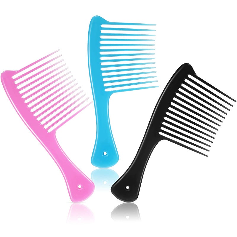 3 Pieces Wide Tooth Comb Jumbo Rake Comb Detangler Salon Shampoo for Long Curly and 4c Hair